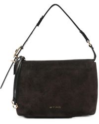 Etro - Logo-Plaque Suede Shoulder Bag - Lyst