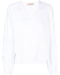 Twin Set - Broderie Anglaise-detailled Cotton Blouse - Lyst