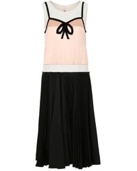Marni - Pleated Midi Dress With Bow - Lyst
