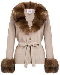 Cinq À Sept - Sandy Faux-Fur Trim Cardigan - Lyst