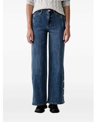 DKNY - Button-Detail Wide-Leg Jeans - Lyst