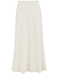 SOLAQUA - Francesca Bias-Cut Polka-Dot Midi Skirt - Lyst
