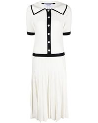 Thom Browne - Pointelle-Knit Pleated Midi Dress - Lyst