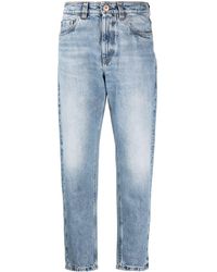 Brunello Cucinelli - Straight-leg Cropped Jeans - Women's - Cotton/leather - Lyst