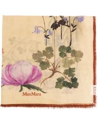 Max Mara - Floral-Print Frayed Scarf - Lyst