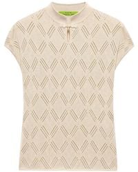 Shanghai Tang - Openwork-Knit Frog-Fastening Top - Lyst