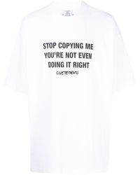 Vetements - T-shirt en coton à slogan imprimé - Lyst