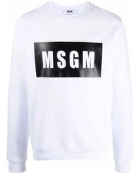 MSGM - Logo-Print Cotton Sweatshirt - Lyst