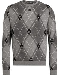 Dolce & Gabbana - Argyle-Pattern Logo-Detail Sweater - Lyst