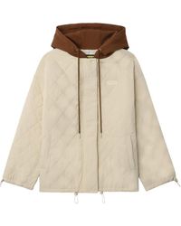 Mini Cream - Hooded Quilted Jacket - Lyst