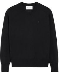 Ami Paris - Jersey Ami De Coeur De Lana Con Cuello Redondo - Lyst