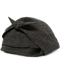 Ziggy Chen - Check-Pattern Knot-Detail Hat - Lyst