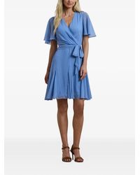 Ralph Lauren Faux-Wrap Jersey Dress in Blue | Lyst
