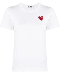 COMME DES GARÇONS PLAY - T-Shirt Mit Herz-Stickerei - Lyst