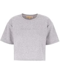 Michael Kors - Cropped T-Shirt Met Logo-Reliëf - Lyst