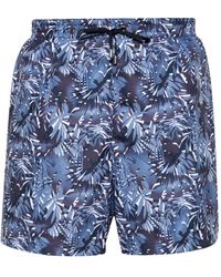 Corneliani - Leaf-print Swim Shorts - Lyst