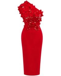 Liviana Conti - Floral-Appliqué One-Shoulder Midi Dress - Lyst