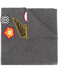 DSquared² Bufanda de punto con múltiples parches - Gris