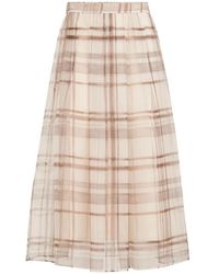 Brunello Cucinelli - Silk Organza Pleated Skirt - Lyst