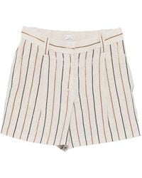 Brunello Cucinelli - Striped Linen Shorts - Lyst