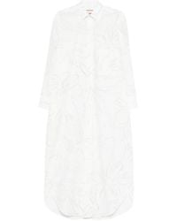 Plan C - Floral-Pattern Shirt Midi Dress - Lyst