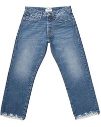 CYCLE - Distressed Straight-Leg Jeans - Lyst