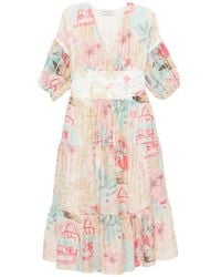 ERMANNO FIRENZE - Floral-Print Midi Dress - Lyst