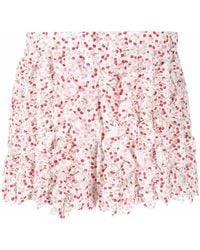 MSGM - Cherry-Print Ruffled Mini Shorts - Lyst