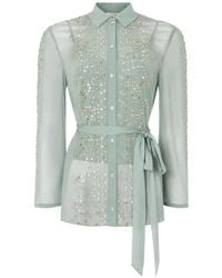 Temperley London - Oberon Crystal-Embellished Belted Shirt - Lyst