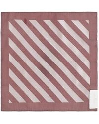 Brunello Cucinelli - Carré De Poche En Soie À Rayures Diagonales - Lyst