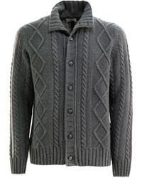 Barba Napoli - Cable-Knit Diamond-Pattern Cardigan - Lyst