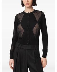 AllSaints - Argyle-Pattern Mesh-Panel Cardigan - Lyst
