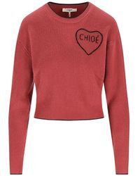 Chloé - Pullover Mit Herzstickerei - Lyst
