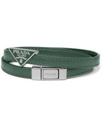 Prada Double Strap Triangular Logo Bracelet - Green