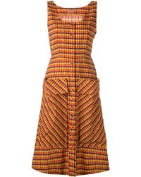 LHD Check Print Dress - Brown