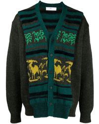 Toga - V-neck Patterned Intarsia-knit Cardigan - Lyst