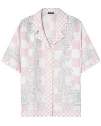Versace - Kariertes Seidenhemd mit Barocco-Print - Lyst