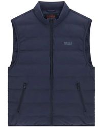 Guess - Quilted Logo-Detail Gilet - Lyst