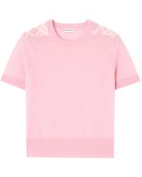 Burberry - Top Van Wol-Zijdeblend Met Check-Vlak - Lyst