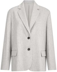 Brunello Cucinelli - Wool Flannel Blazer With Monili - Lyst