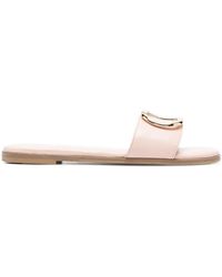 Twinset - Logo Plaque Square-Toe Slides - Lyst
