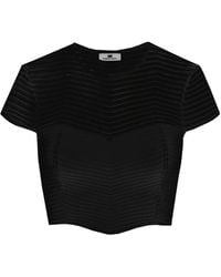 Elisabetta Franchi - Cropped-Top Mit Fischgrätenmuster - Lyst