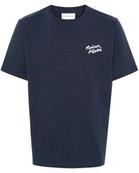 Maison Kitsuné - Embroidered-logo Cotton T-shirt - Lyst