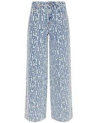 Self-Portrait - Textured Wide-Leg Jeans - Lyst