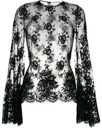 Givenchy - Sheer Floral Lace Blouse - Lyst
