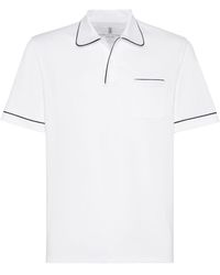Brunello Cucinelli - Stripe-trim Cotton Polo Shirt - Lyst