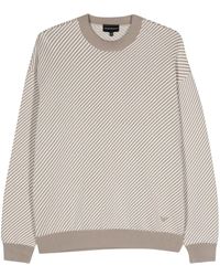 Emporio Armani - Gerippter Pullover mit Streifen - Lyst