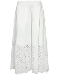Moschino - Broderie-Anglaise Flared Midi Skirt - Lyst