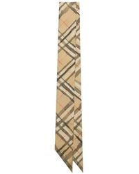 Burberry - Skinny Watercolour Check Silk Scarf - Lyst