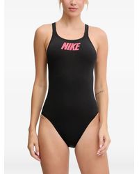 Nike - Logo-Print Racerback Swimsuit - Lyst
